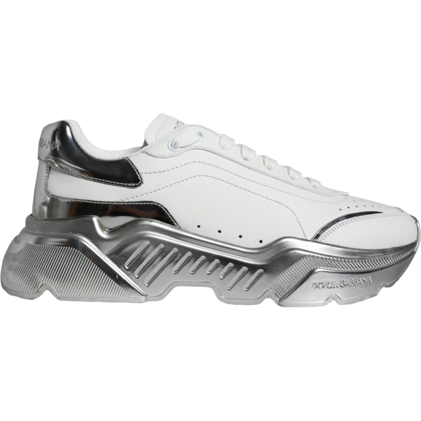 Dolce & Gabbana White Silver Daymaster Low Top Sneakers Shoes Dolce & Gabbana