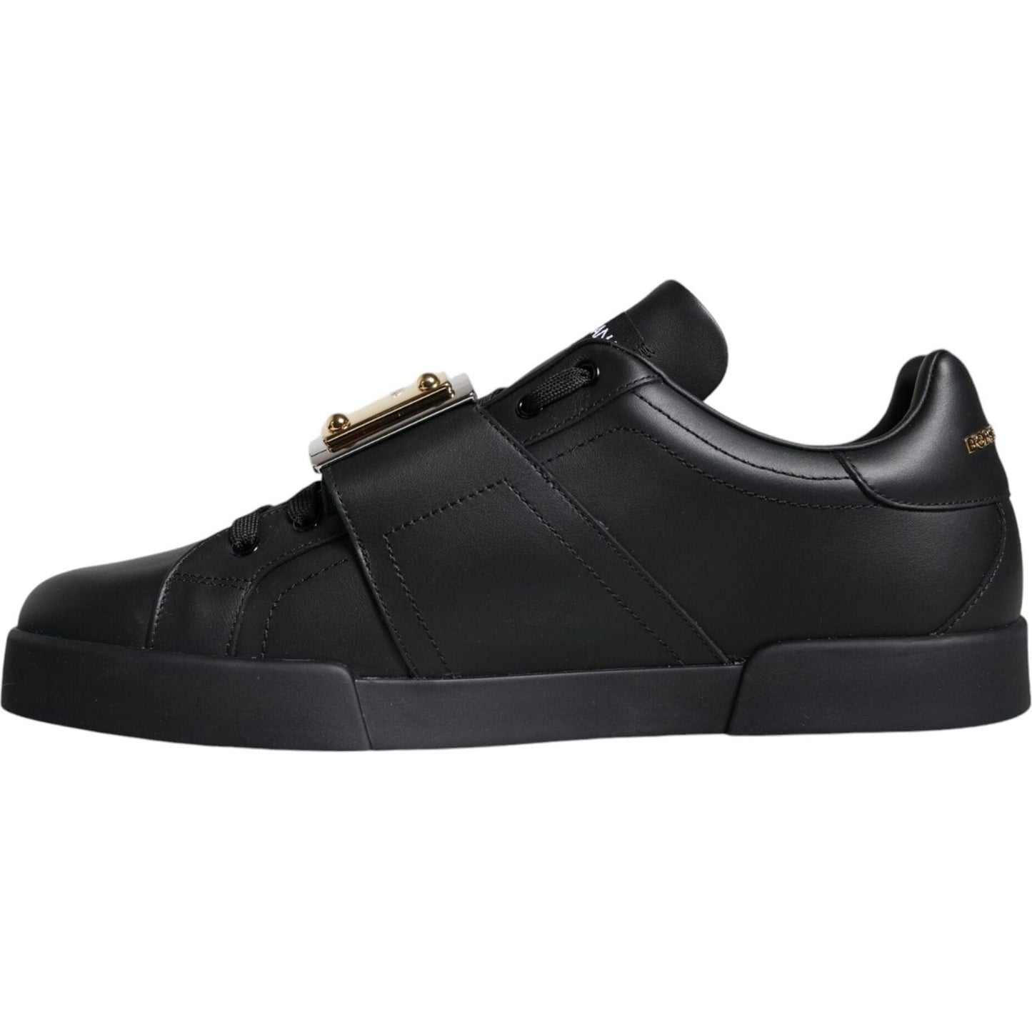 Dolce & Gabbana Black Leather Low Top Portofino Sneakers Shoes Dolce & Gabbana