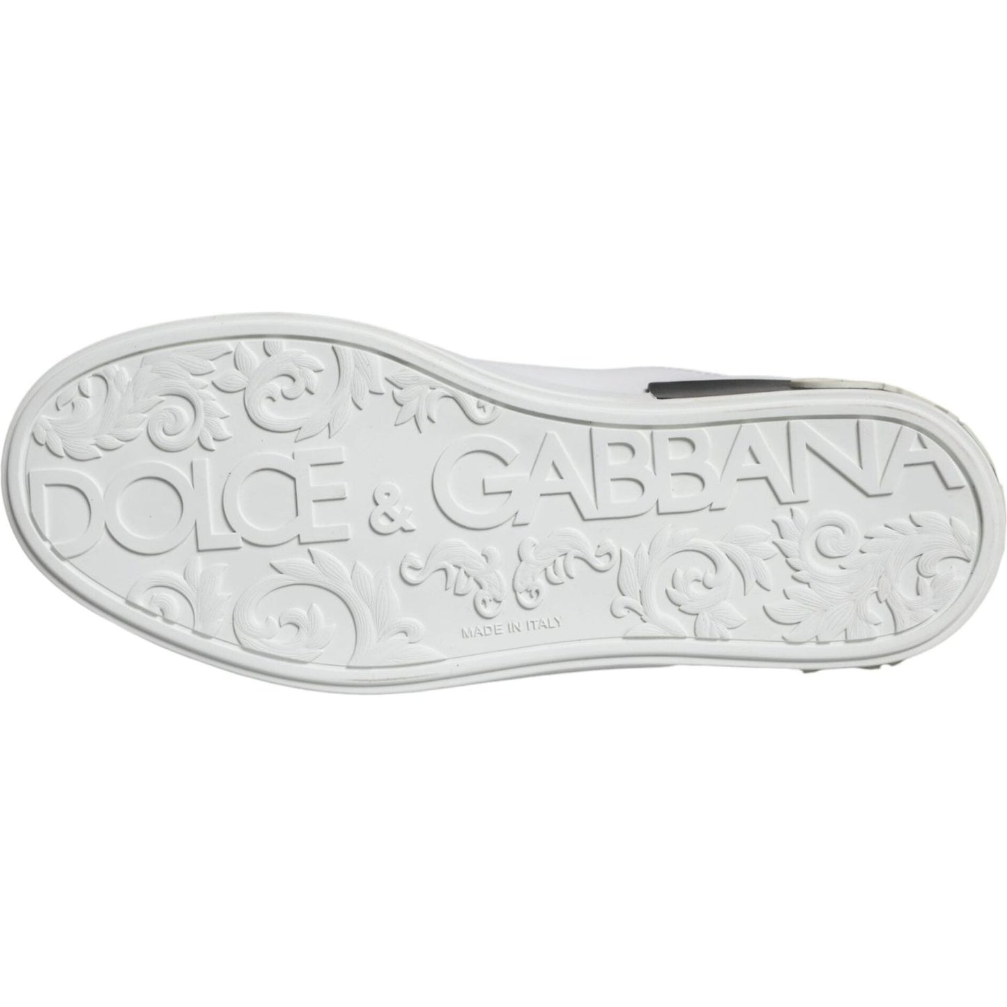 Dolce & Gabbana Black Leather Logo Portofino Sneaker Shoes Dolce & Gabbana