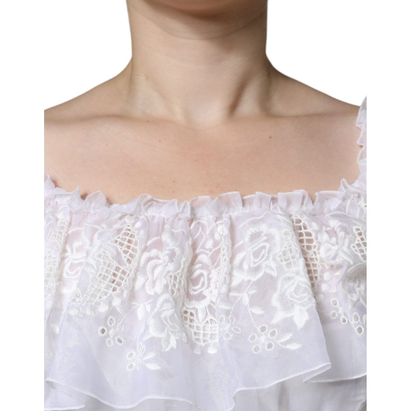 Dolce & Gabbana White Floral Lace Corset Cotton Maxi Dress Dolce & Gabbana