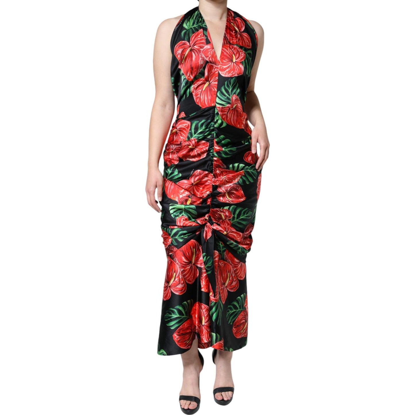 Dolce & Gabbana Black Tropical Floral Sheath Maxi Dress Dolce & Gabbana