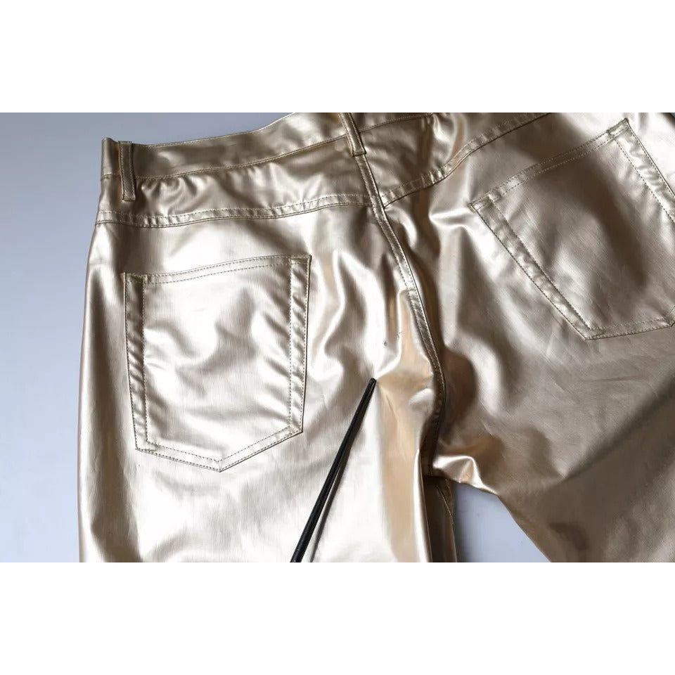 Dolce & Gabbana Metallic Gold Polyester Tapered Pants Dolce & Gabbana