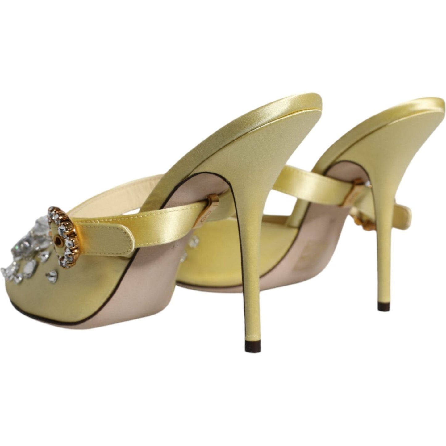 Dolce & Gabbana Yellow Crystal Slides Heels Sandals Shoes Dolce & Gabbana