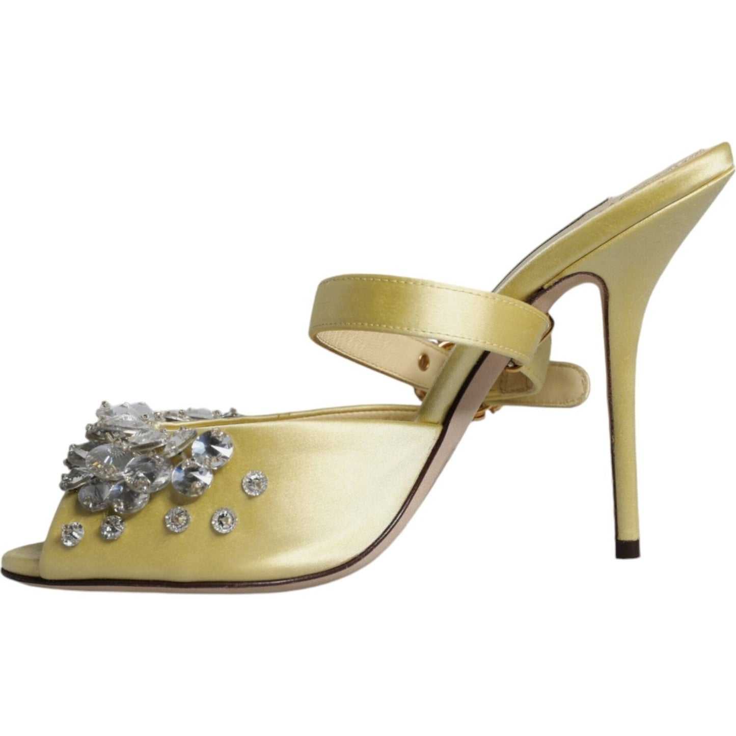 Dolce & Gabbana Yellow Crystal Slides Heels Sandals Shoes Dolce & Gabbana