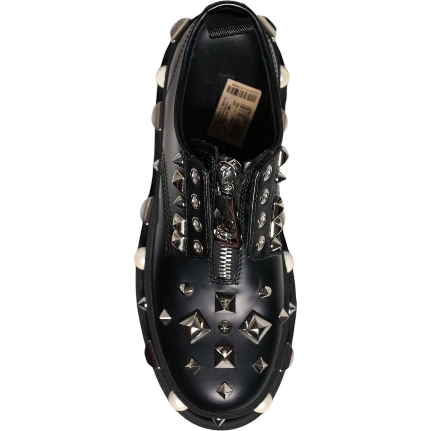 Dolce & Gabbana Black Leather Embellished Derby Formal Shoes Dolce & Gabbana