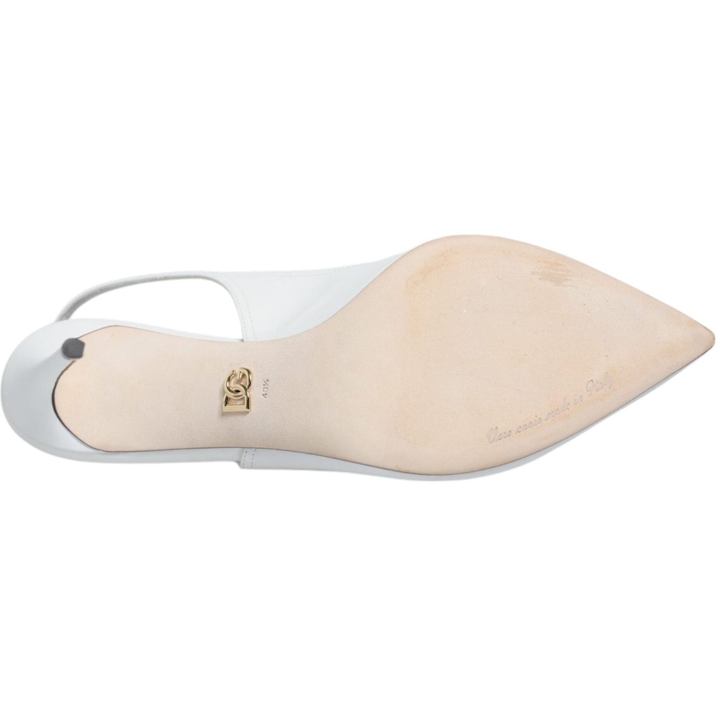 Dolce & Gabbana White Leather Stiletto Heels Slingback Shoes Dolce & Gabbana