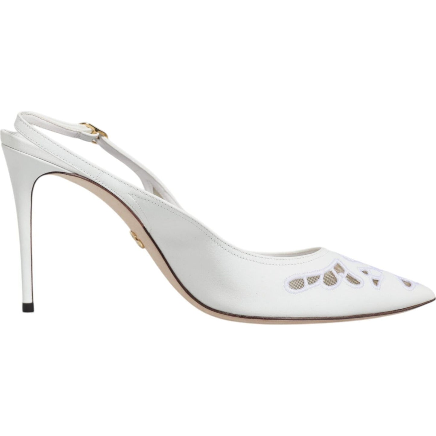 Dolce & Gabbana White Leather Stiletto Heels Slingback Shoes Dolce & Gabbana