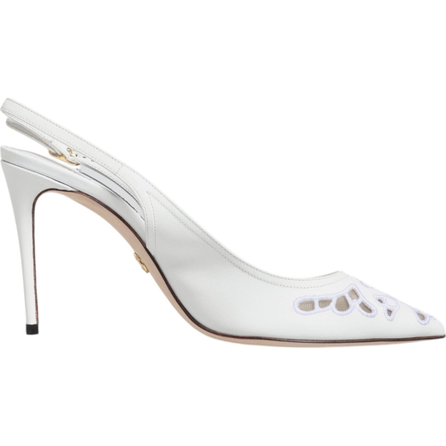 Dolce & Gabbana White Leather Stiletto Heels Slingback Shoes Dolce & Gabbana