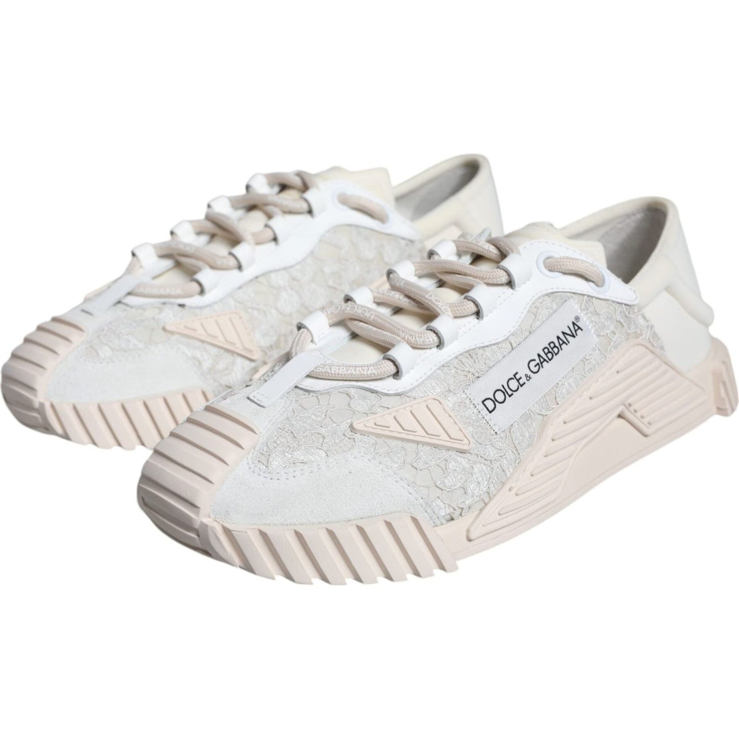 Dolce & Gabbana White Lace NS1 Low Top Sneaker Sports Shoes Dolce & Gabbana