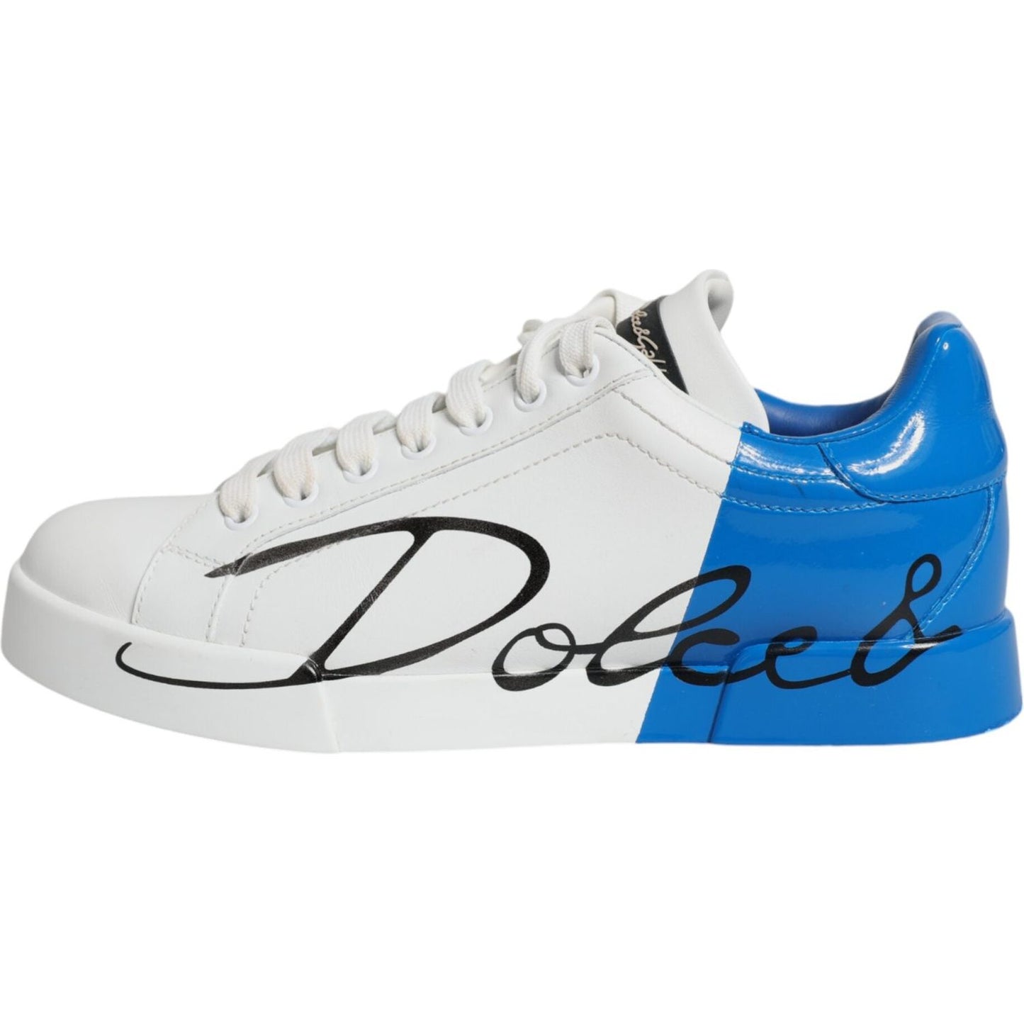 Dolce & Gabbana White Blue Portofino Low Top Sneakers Shoes Dolce & Gabbana