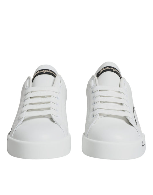 Dolce & Gabbana White Gold Portofino Low Top Sneakers Shoes Dolce & Gabbana