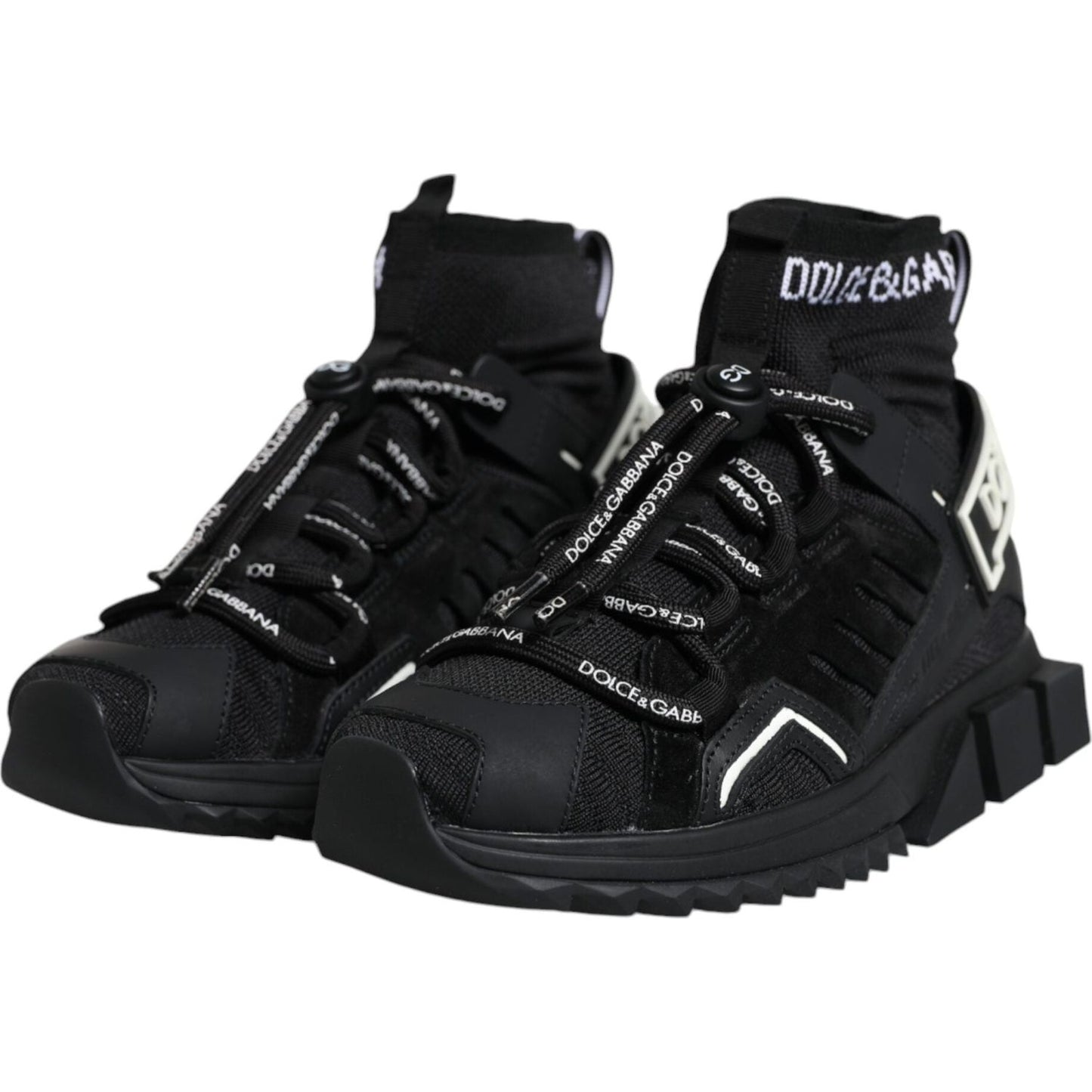 Dolce & Gabbana Black Sorrento Socks Logo Sneakers Shoes Dolce & Gabbana