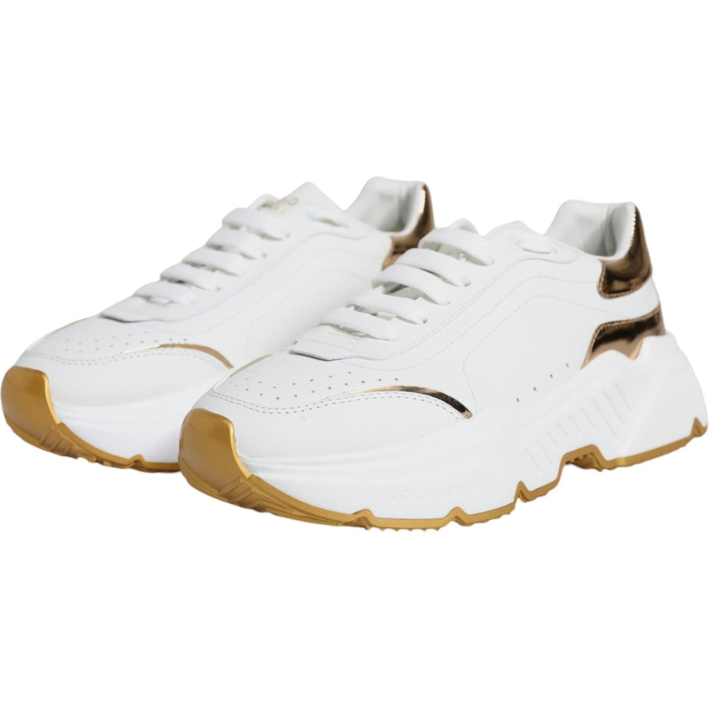 Dolce & Gabbana Gold White Daymaster Low Top Sneakers Shoes Dolce & Gabbana