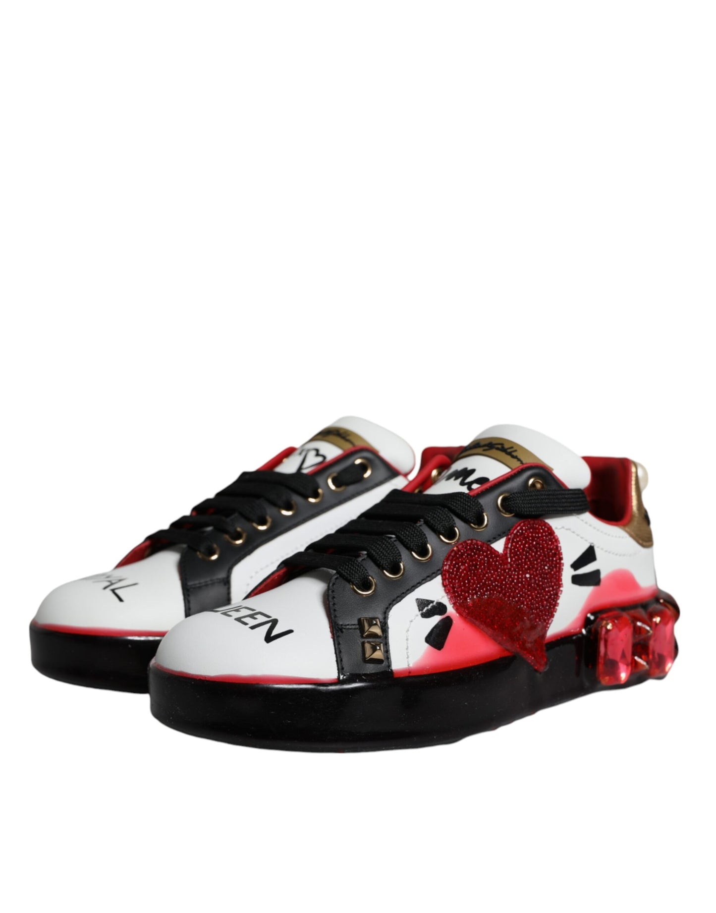 Dolce & Gabbana White Red Crystals Portofino Sneakers Shoes Dolce & Gabbana