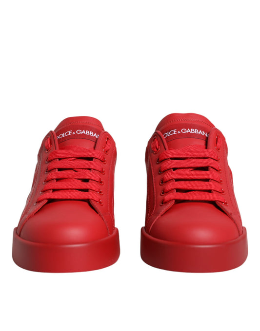 Dolce & Gabbana Red Leather Low Top Women Sneakers Shoes Dolce & Gabbana