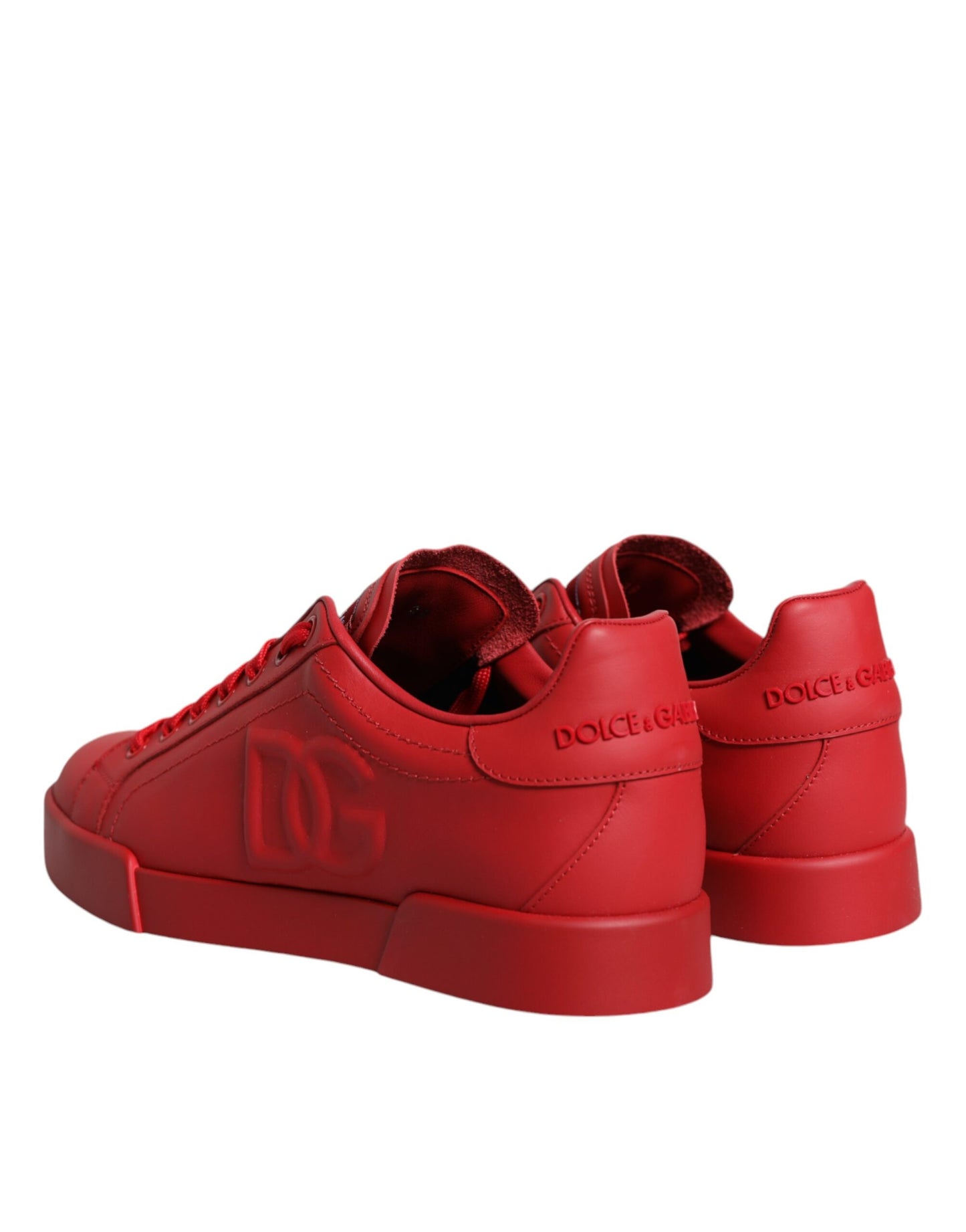 Dolce & Gabbana Red Leather Low Top Women Sneakers Shoes Dolce & Gabbana