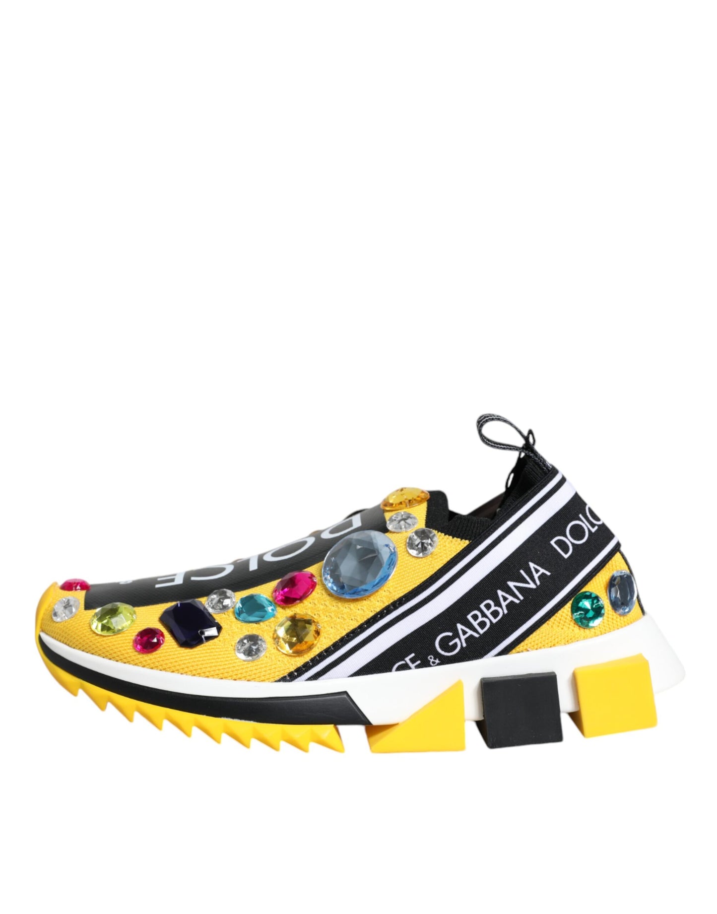 Dolce & Gabbana Yellow Sorrento Crystals Low Top Sneakers Shoes Dolce & Gabbana