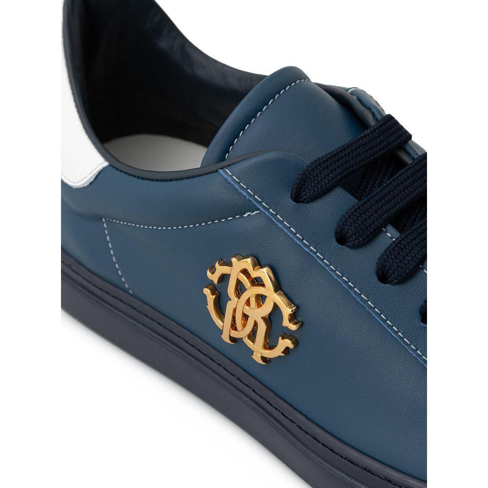 Roberto Cavalli Blue Leather Sneaker Roberto Cavalli