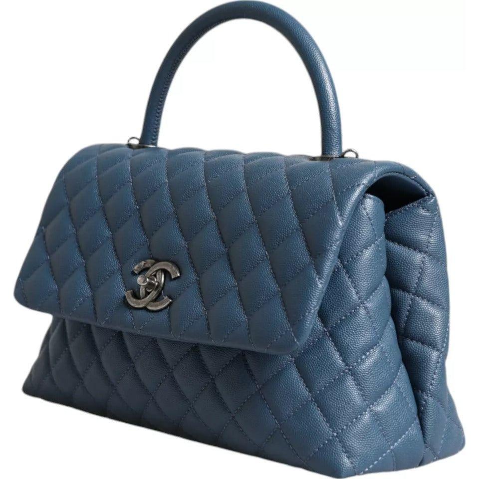 Chanel Dark Blue Flap Top Medium Coco Handle Bag Chanel