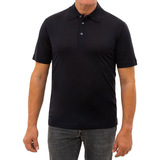 Corneliani Black Silk Polo Shirt Corneliani