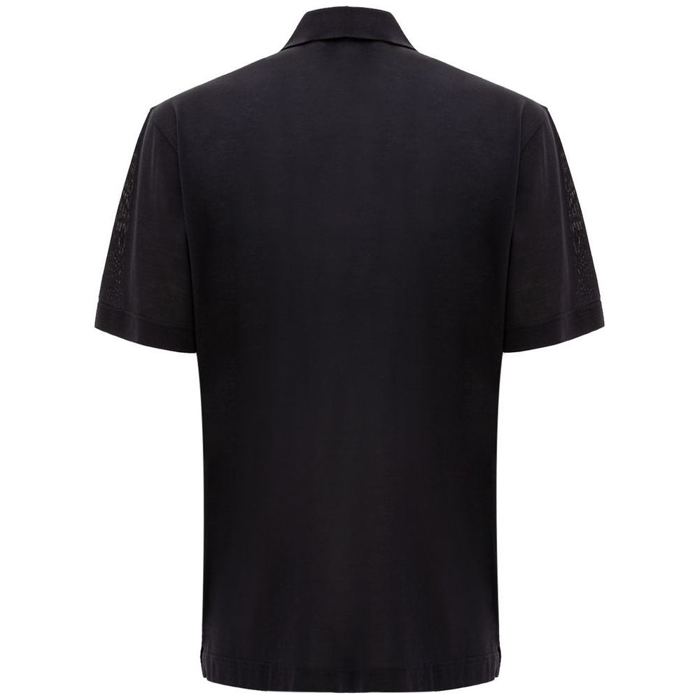 Corneliani Black Silk Polo Shirt Corneliani