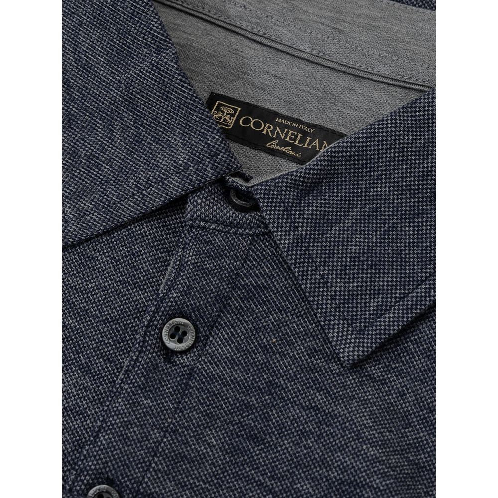 Corneliani Blue Wool Polo Shirt Corneliani