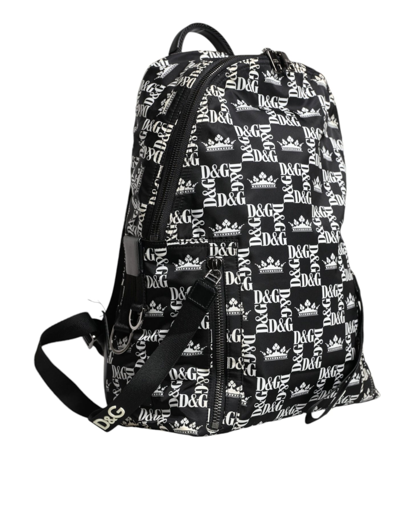 Dolce & Gabbana Black White DG Crown Logo Nylon Backpack Bag Dolce & Gabbana