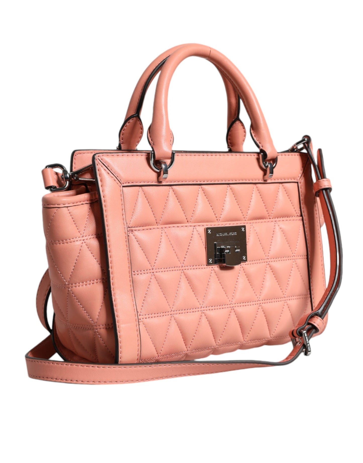 Michael Kors Peach Quilted Leather Logo Crossbody VIVIANNE Messenger Bag Michael Kors