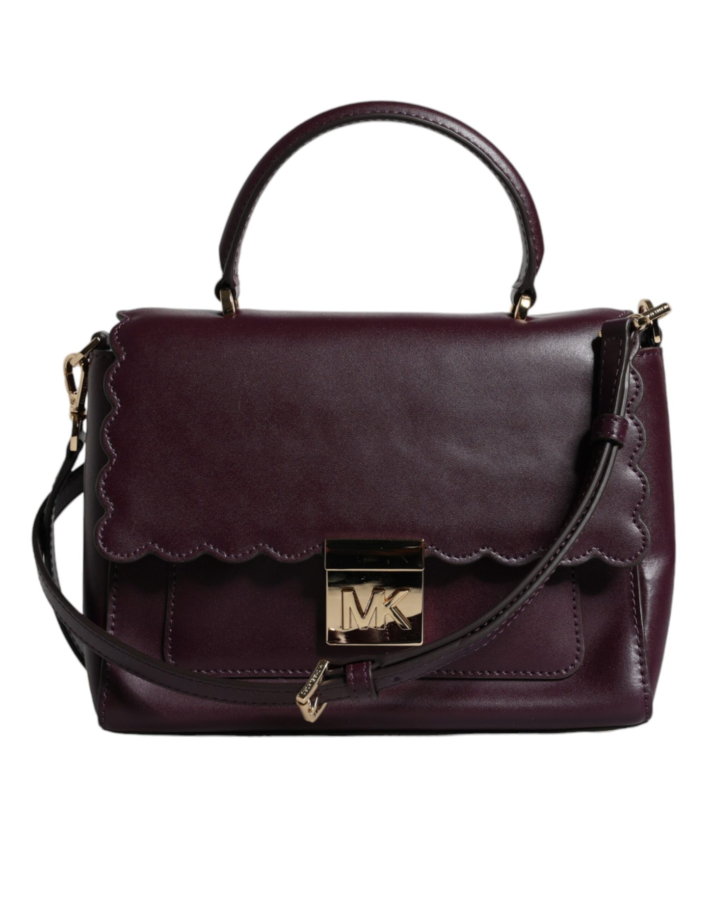 Michael Kors Purple Leather Logo Plaque Crossbody MINDY Satchel Bag Michael Kors