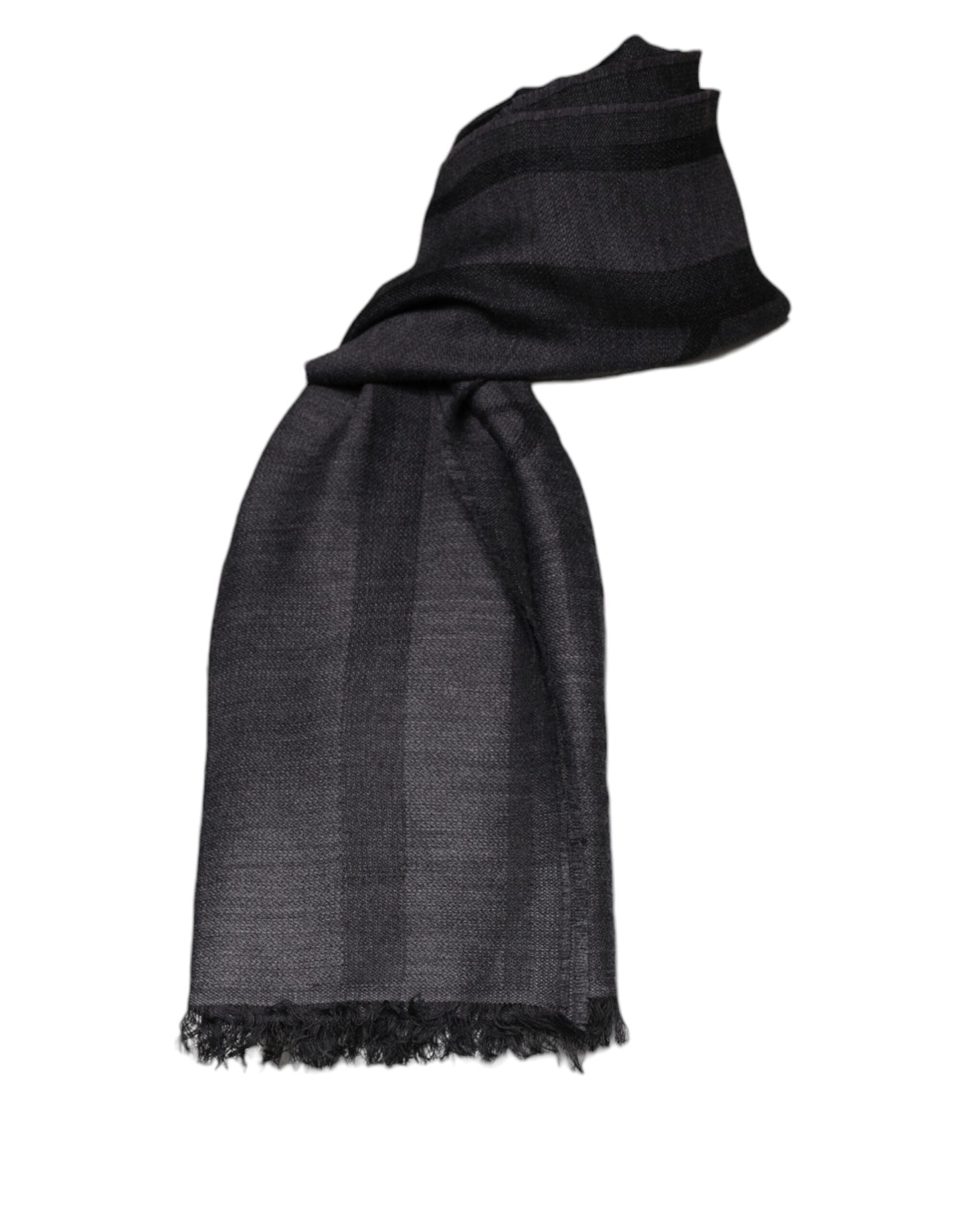 GF Ferre Dark Gray Wool Viscose Foulard Patterned Scarf GF Ferre