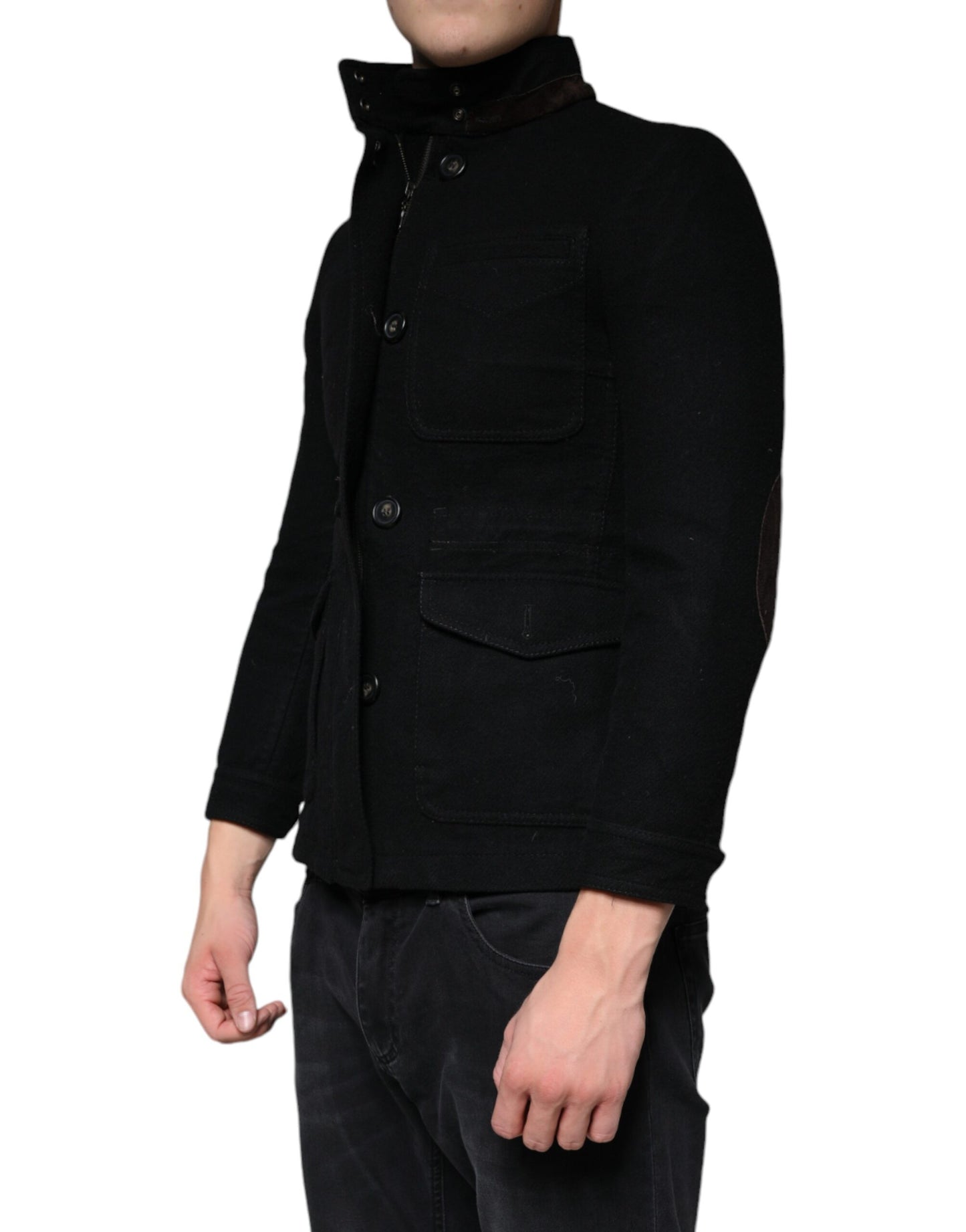 Dolce & Gabbana Black Button Down Cotton Stretch Denim Jacket Dolce & Gabbana