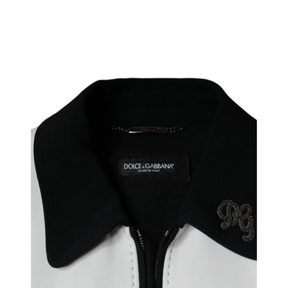 Dolce & Gabbana Black White DG Crown Full Zip Blouson Jacket