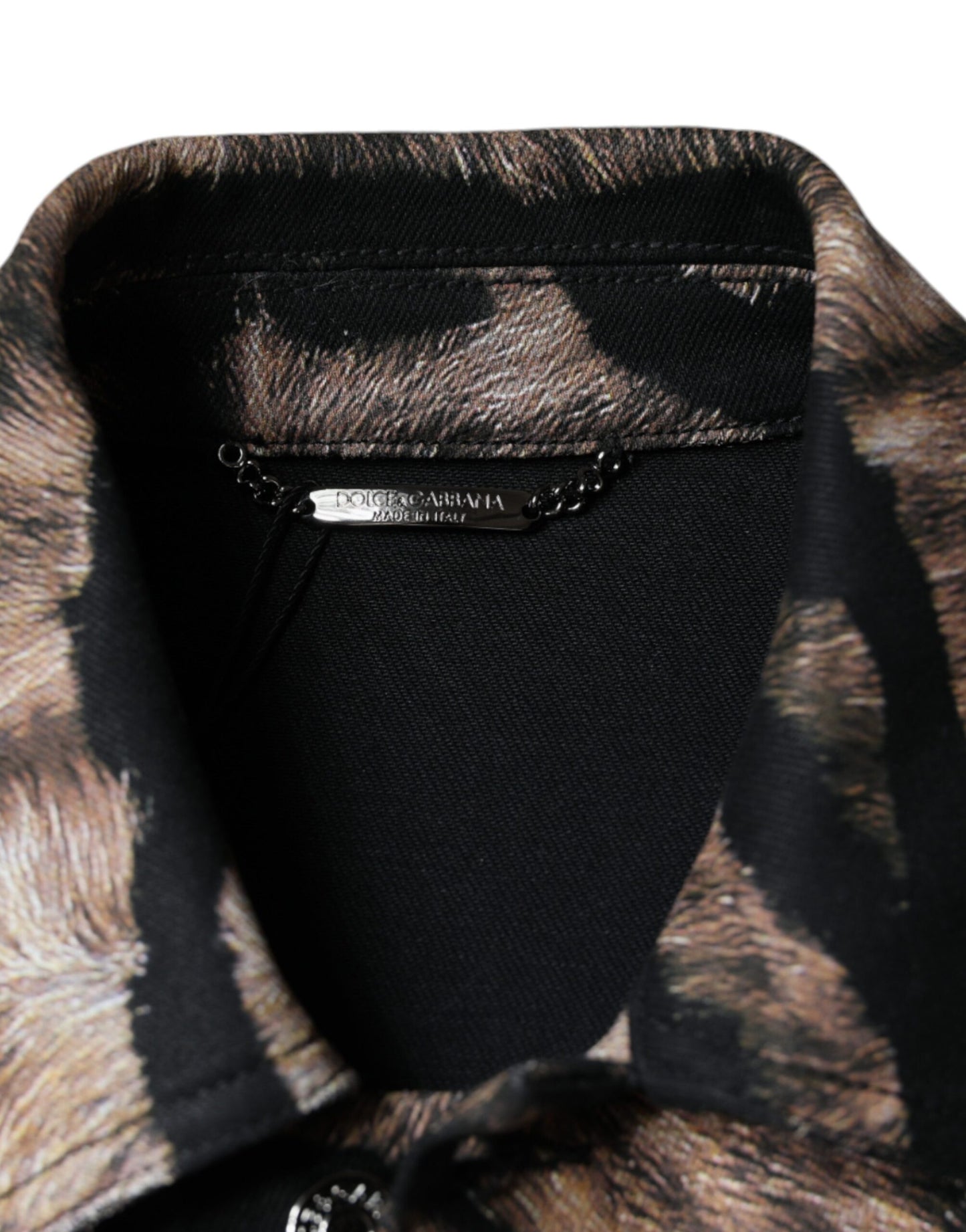 Dolce & Gabbana Brown Tiger Button Down Collared Jacket Dolce & Gabbana