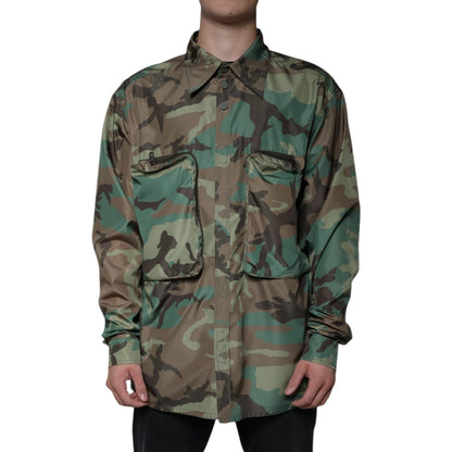 Dolce & Gabbana Multicolor Camouflage Button Down Shirt 1728,67345645728,Clothing,Dolce & Gabbana,IT43 | 2XL,Material: 90% Polyester 10% Nylon,Men,Multicolor,Pattern - Shirts - Clothing,Preowned / Defect,Shirts - Clothing,Shirts - Men - Clothing