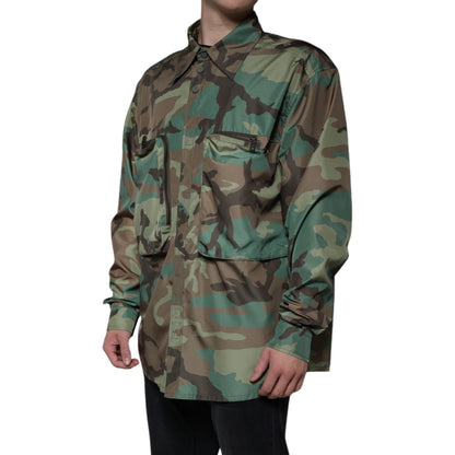 Dolce & Gabbana Multicolor Camouflage Button Down Shirt 1728,67345645728,Clothing,Dolce & Gabbana,IT43 | 2XL,Material: 90% Polyester 10% Nylon,Men,Multicolor,Pattern - Shirts - Clothing,Preowned / Defect,Shirts - Clothing,Shirts - Men - Clothing