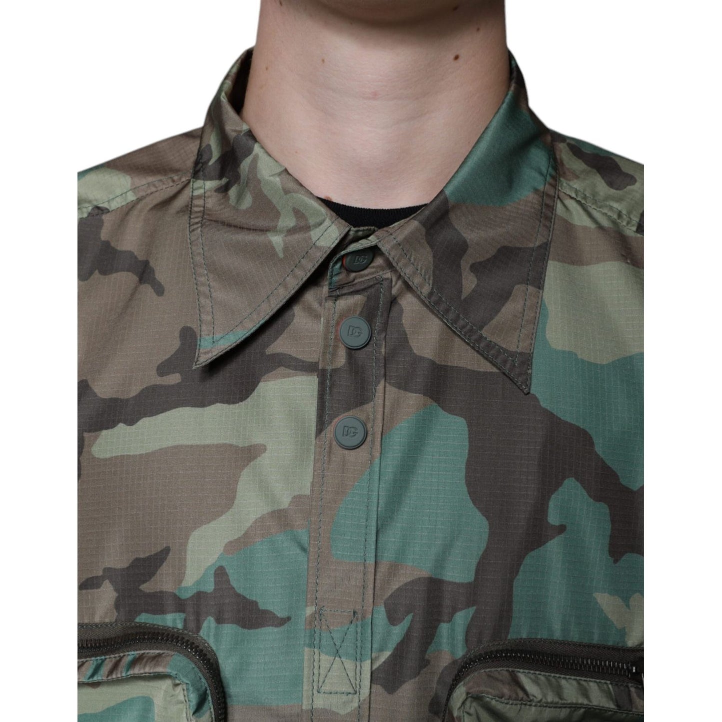 Dolce & Gabbana Multicolor Camouflage Button Down Shirt 1728,67345645728,Clothing,Dolce & Gabbana,IT43 | 2XL,Material: 90% Polyester 10% Nylon,Men,Multicolor,Pattern - Shirts - Clothing,Preowned / Defect,Shirts - Clothing,Shirts - Men - Clothing