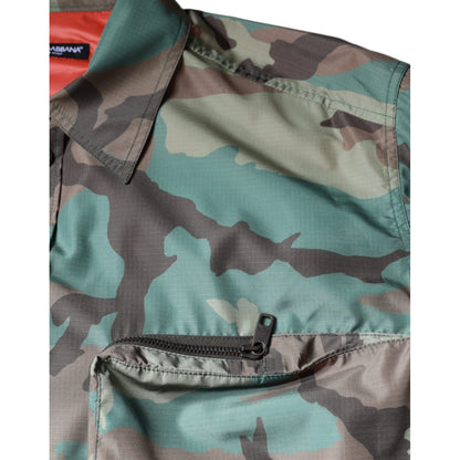 Dolce & Gabbana Multicolor Camouflage Button Down Shirt 1728,67345645728,Clothing,Dolce & Gabbana,IT43 | 2XL,Material: 90% Polyester 10% Nylon,Men,Multicolor,Pattern - Shirts - Clothing,Preowned / Defect,Shirts - Clothing,Shirts - Men - Clothing