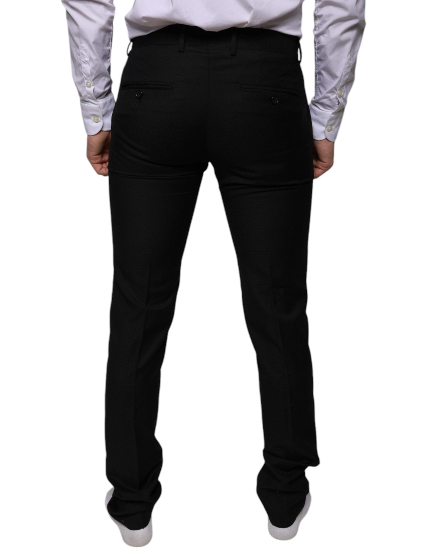 Dolce & Gabbana Black Wool Skinny Dress Formal Pants Dolce & Gabbana