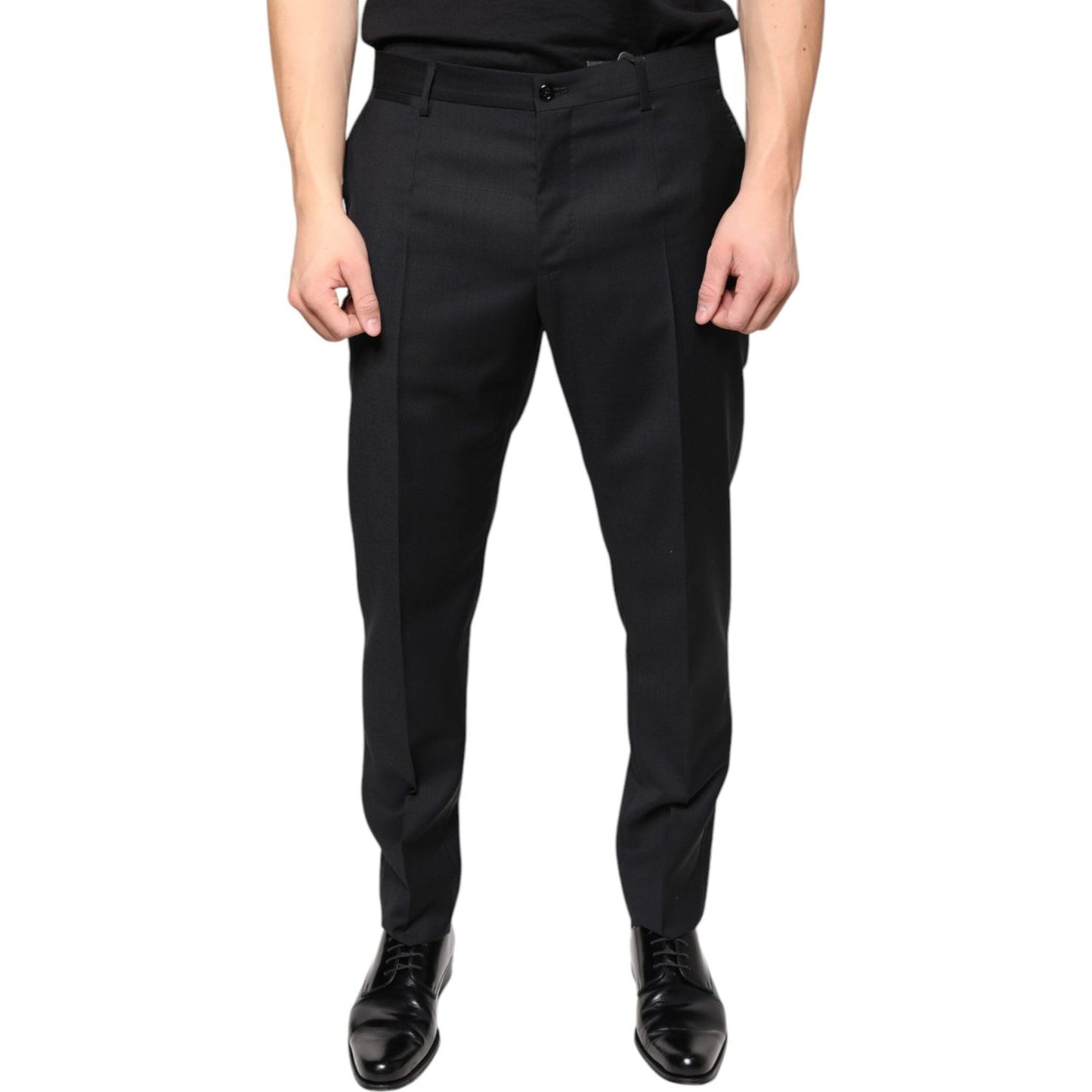 Dolce & Gabbana Black Wool Skinny Men Dress Pants Dolce & Gabbana