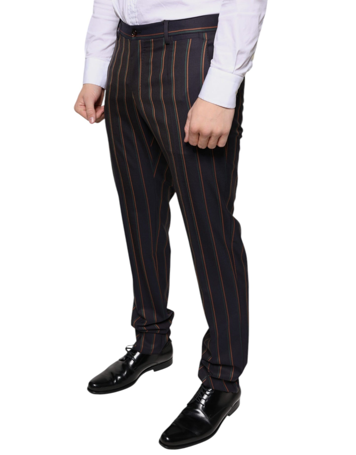 Dolce & Gabbana Brown Stripes Skinny Men Dress Pants Dolce & Gabbana