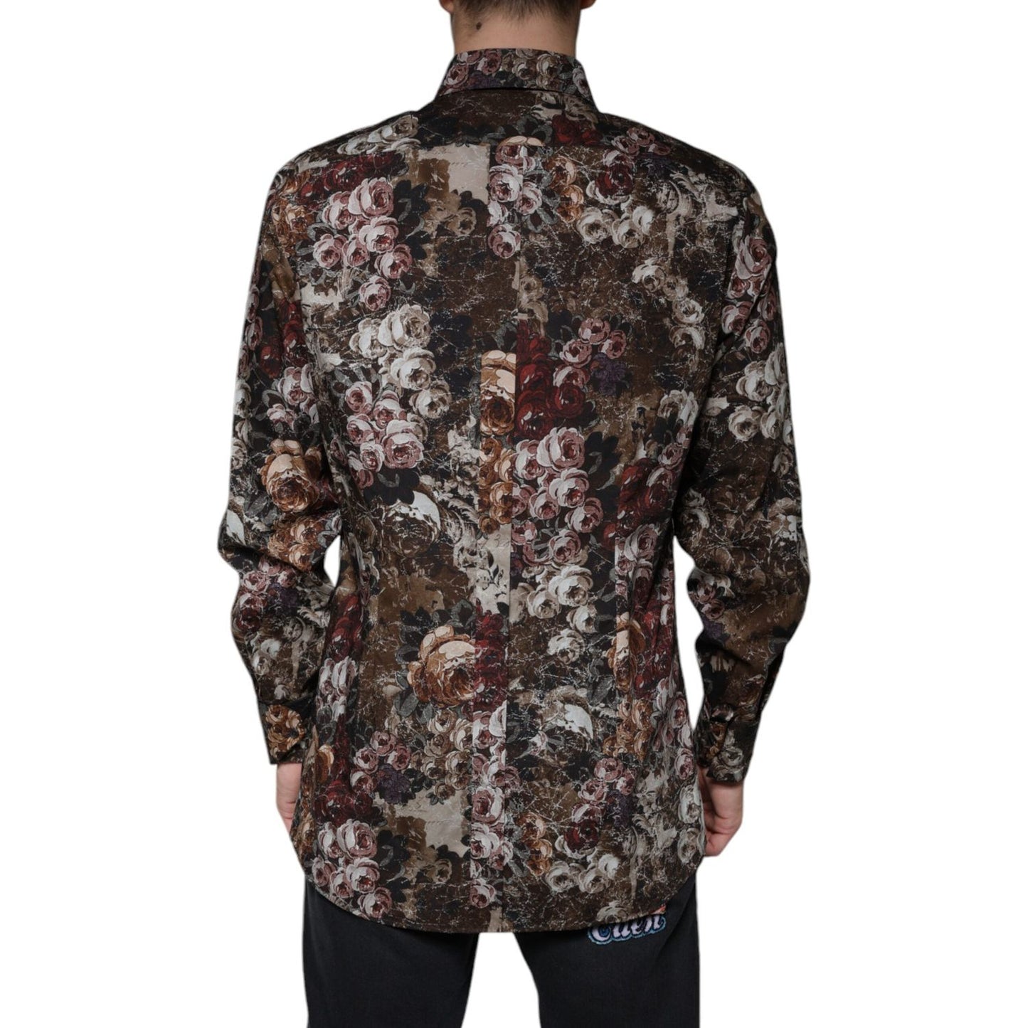 Dolce & Gabbana Multicolor Floral Cotton Men Dress GOLD Shirt Dolce & Gabbana