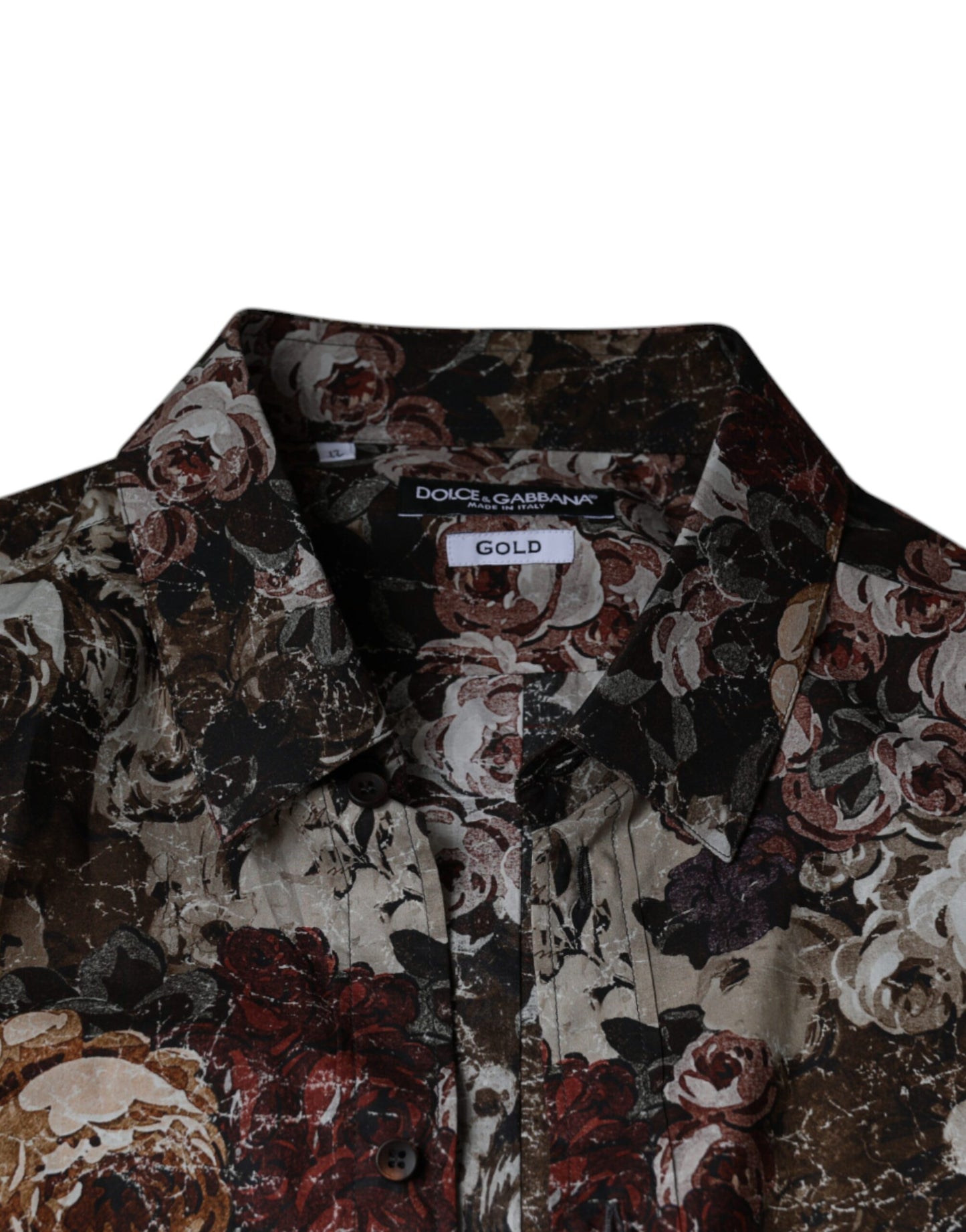 Dolce & Gabbana Multicolor Floral Cotton Men Dress GOLD Shirt Dolce & Gabbana