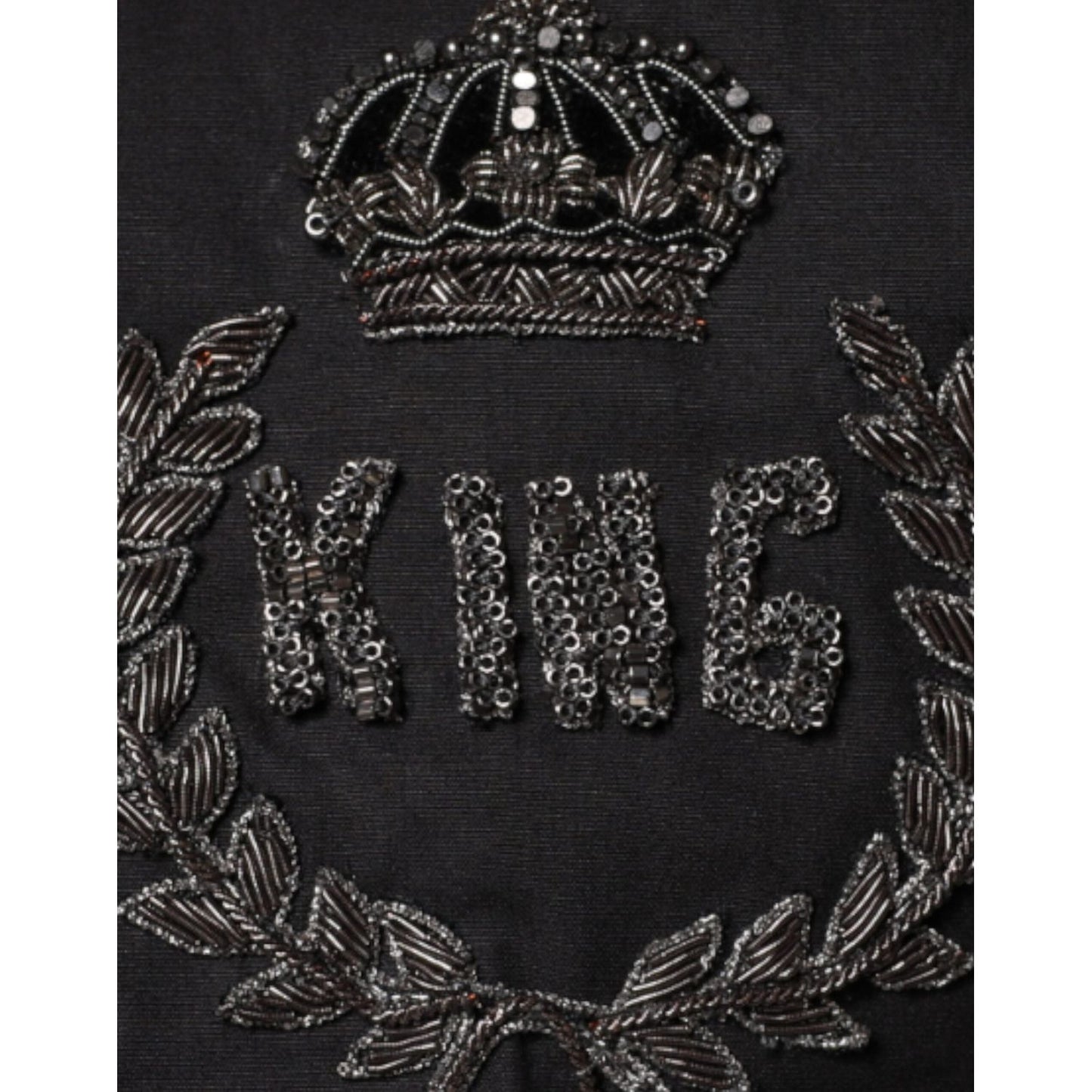 Dolce & Gabbana Black King Crown Embroidered GOLD Dress Shirt Dolce & Gabbana