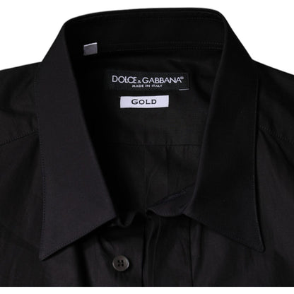 Dolce & Gabbana Black King Crown Embroidered GOLD Dress Shirt Dolce & Gabbana