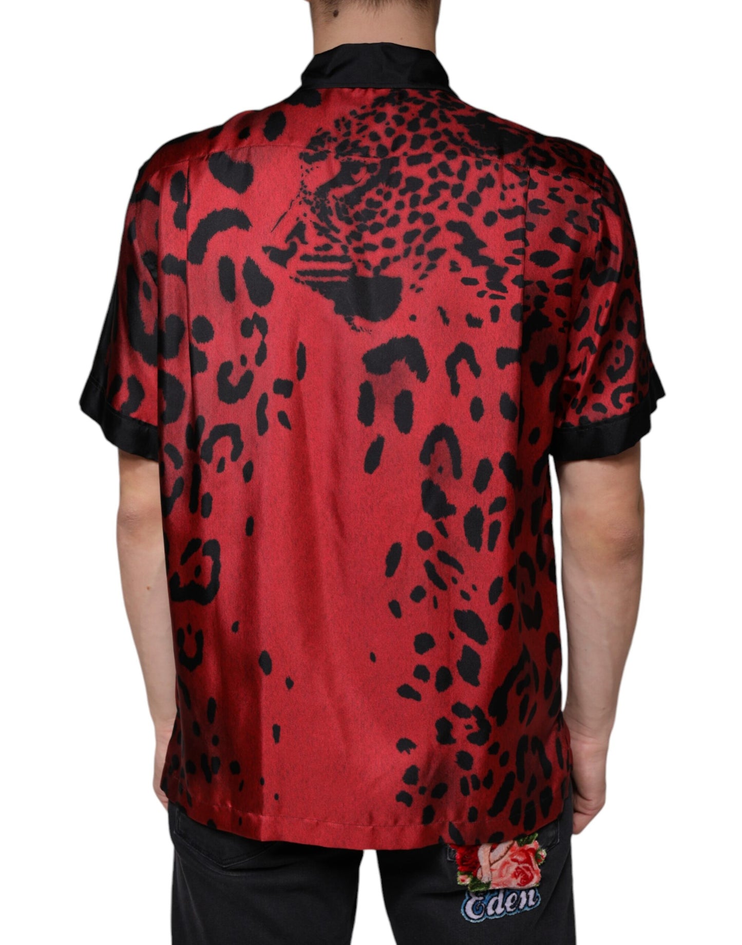 Dolce & Gabbana Red Leopard Silk Button Down Casual Shirt Dolce & Gabbana