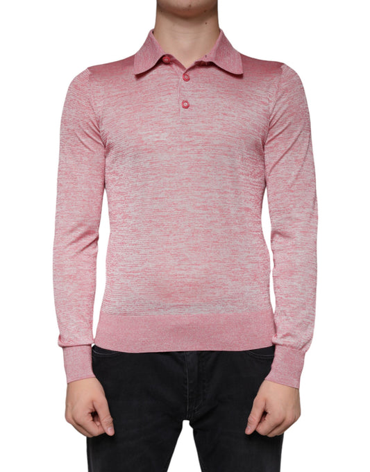 Dolce & Gabbana Pink Polyester Long Sleeve Men Polo T-shirt Dolce & Gabbana