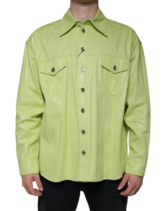 Dolce & Gabbana Green Cotton Collared Men Button Down Shirt Dolce & Gabbana