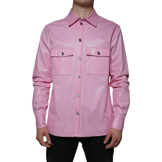 Dolce & Gabbana Pink Cotton Collared Button Down Shirt Dolce & Gabbana