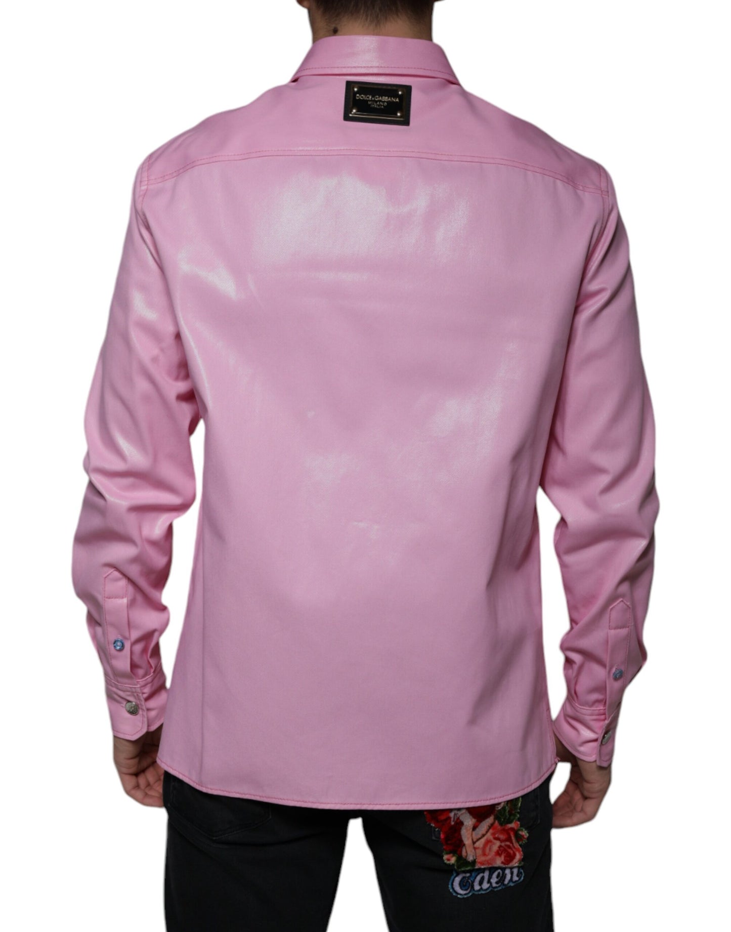 Dolce & Gabbana Pink Cotton Collared Button Down Shirt Dolce & Gabbana