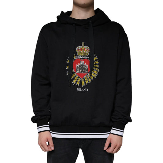 Dolce & Gabbana Black Sacred Heart Crown Hooded Sweatshirt Sweater